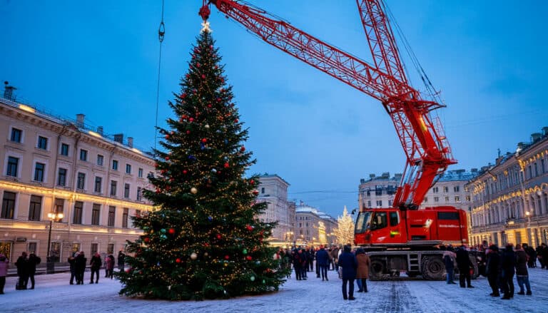 Как спецтехника помогает создавать в городах новогоднюю атмосферу